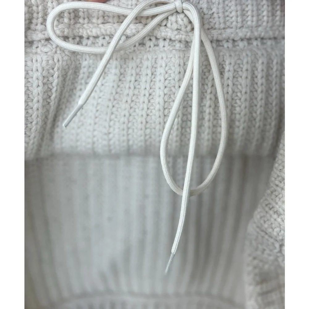 J Crew Front-Pocket Ivory Turtleneck Sweater Merino Wool Size XL Chunky Thick